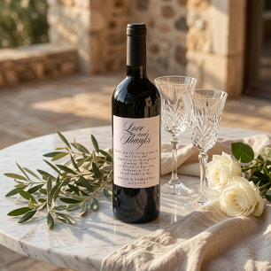 Minimalist Love & Thanks Wedding Wine Label
