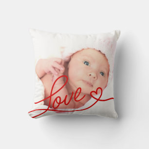 Minimalist Love With Heart Valentine's Day Photo Cushion