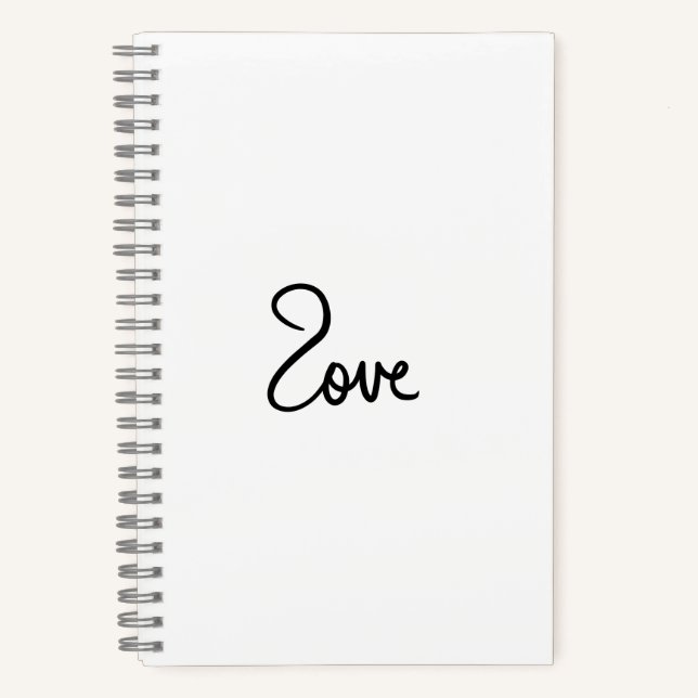 Minimalist "love" Word Typography Design Notebook (Front)