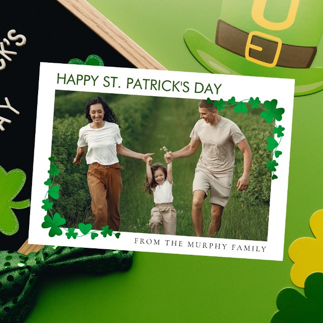 Minimalist lucky shamrock st. Patrick's Day One  Holiday Card (Creator Uploaded)