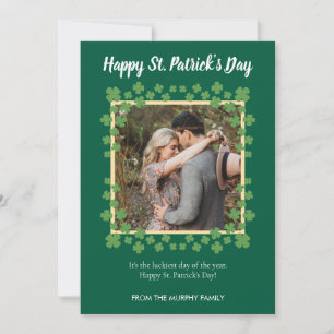 Minimalist lucky shamrock st. Patrick's Day Photo Holiday Card