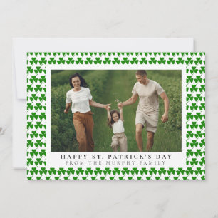 Minimalist lucky shamrock st. Patrick's Day Photo Holiday Card