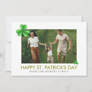 Minimalist lucky shamrock st. Patrick's Day Photo Holiday Card