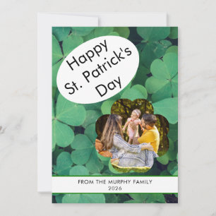 Minimalist lucky shamrock st. Patrick's Day Photo Holiday Card