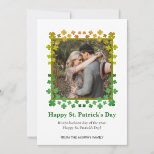 Minimalist lucky shamrock st. Patrick's Day Photo Holiday Card