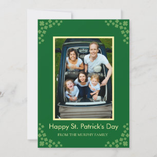 Minimalist lucky shamrock st. Patrick's Day Photo Holiday Card