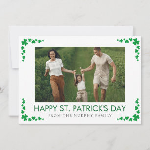 Minimalist lucky shamrock st. Patrick's Day Photo Holiday Card