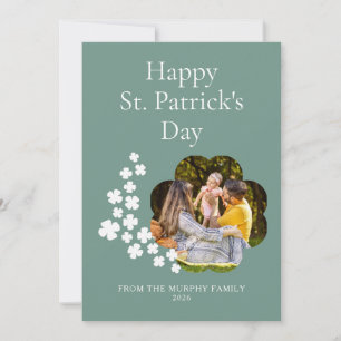 Minimalist lucky shamrock st. Patrick's Day Photo Holiday Card