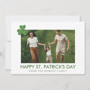 Minimalist lucky shamrock st. Patrick's Day Photo Holiday Card