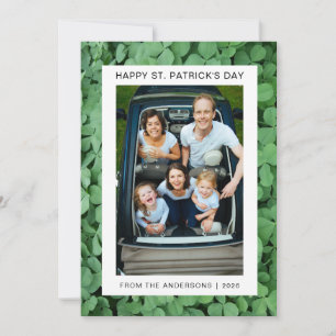 Minimalist lucky shamrock st. Patrick's Day Photo Holiday Card