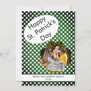 Minimalist lucky shamrock st. Patrick's Day Photo Holiday Card