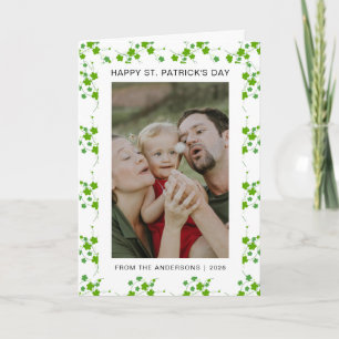 Minimalist lucky shamrock st. Patrick's Day Photo Holiday Card
