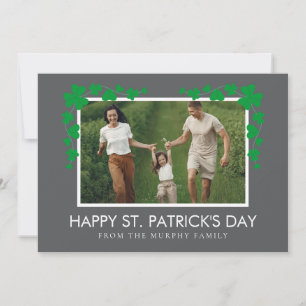 Minimalist lucky shamrock st. Patrick's Day Photo Holiday Card