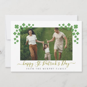 Minimalist lucky shamrock st. Patrick's Day Photo Holiday Card