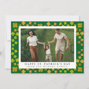 Minimalist lucky shamrock st. Patrick's Day Photo Holiday Card