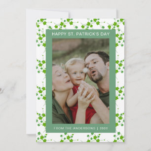 Minimalist lucky shamrock st. Patrick's Day Photo Holiday Card