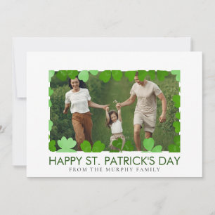 Minimalist lucky shamrock st. Patrick's Day Photo Holiday Card