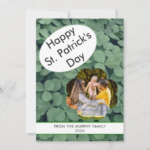 Minimalist lucky shamrock st. Patrick's Day Photo Holiday Card