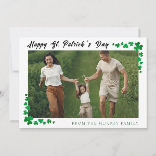 Minimalist lucky shamrock st. Patrick's Day photo Holiday Card