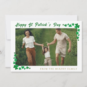 Minimalist lucky shamrock st. Patrick's Day photo Holiday Card