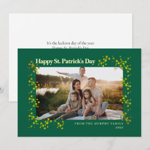 Minimalist lucky shamrock st. Patrick's Day Photo Holiday Card