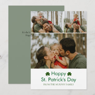 Minimalist lucky shamrock st. Patrick's Day Photo Holiday Card