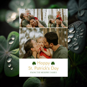 Minimalist lucky shamrock st. Patrick's Day Photo Holiday Card