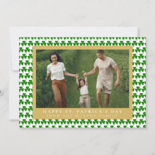 Minimalist lucky shamrock st. Patrick's Day Photo Holiday Card