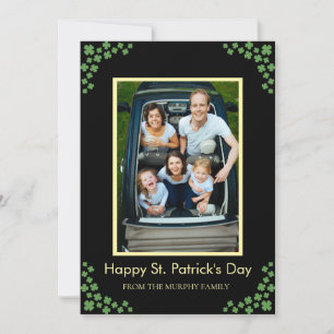 Minimalist lucky shamrock st. Patrick's Day Photo Holiday Card