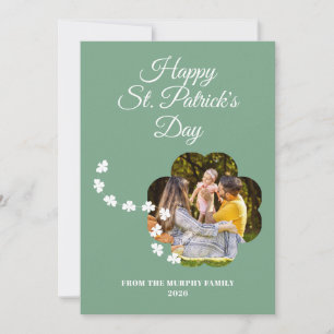 Minimalist lucky shamrock st. Patrick's Day Photo Holiday Card