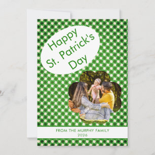 Minimalist lucky shamrock st. Patrick's Day Photo Holiday Card