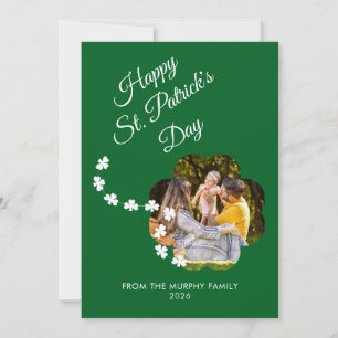 Minimalist lucky shamrock st. Patrick's Day Photo Holiday Card