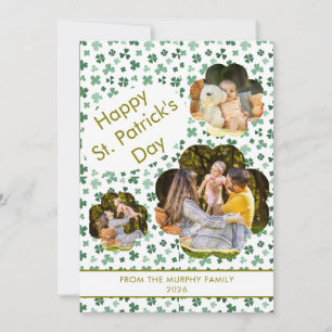 Minimalist lucky shamrock st. Patrick's Day Photo Holiday Card