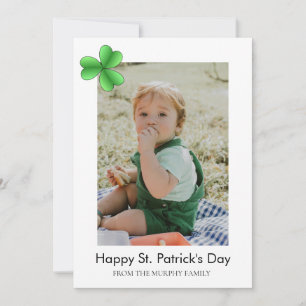 Minimalist lucky shamrock st. Patrick's Day Photo Holiday Card