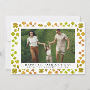 Minimalist lucky shamrock st. Patrick's Day Photo Holiday Card