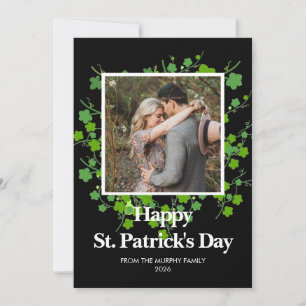 Minimalist lucky shamrock st. Patrick's Day Photo Holiday Card