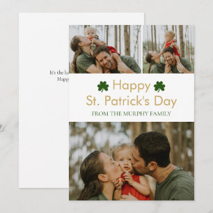Minimalist lucky shamrock st. Patrick's Day Photo Holiday Card