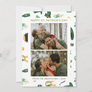 Minimalist lucky shamrock st. Patrick's Day Photo Holiday Card