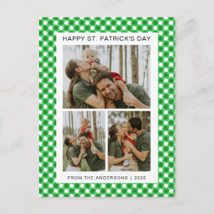 Minimalist lucky shamrock st. Patrick's Day Photo Holiday Postcard