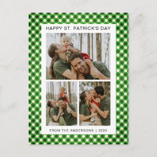 Minimalist lucky shamrock st. Patrick's Day Photo Holiday Postcard