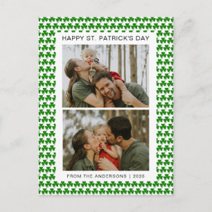 Minimalist lucky shamrock st. Patrick's Day Photo Holiday Postcard
