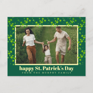 Minimalist lucky shamrock st. Patrick's Day Photo Holiday Postcard