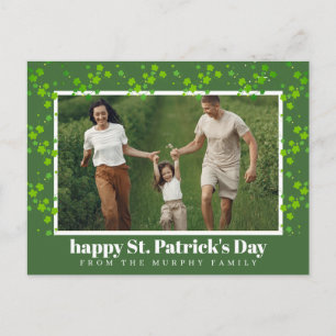 Minimalist lucky shamrock st. Patrick's Day Photo Holiday Postcard