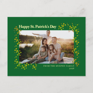 Minimalist lucky shamrock st. Patrick's Day Photo Holiday Postcard