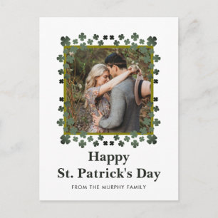 Minimalist lucky shamrock st. Patrick's Day Photo Holiday Postcard