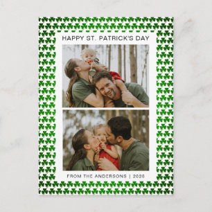 Minimalist lucky shamrock st. Patrick's Day Photo Holiday Postcard