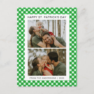 Minimalist lucky shamrock st. Patrick's Day Photo Holiday Postcard