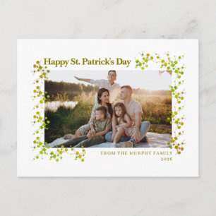 Minimalist lucky shamrock st. Patrick's Day Photo Holiday Postcard