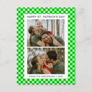 Minimalist lucky shamrock st. Patrick's Day Photo Holiday Postcard