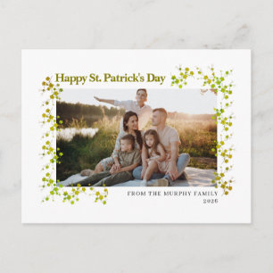 Minimalist lucky shamrock st. Patrick's Day Photo Holiday Postcard